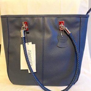 Alessia Genuine Leather Tote - NWT - Navy Blue
